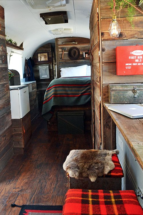 Airstream With Wooden Interior Walls