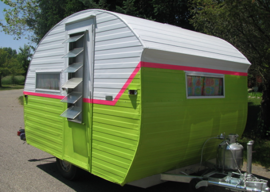 Neon Green Vintage camper